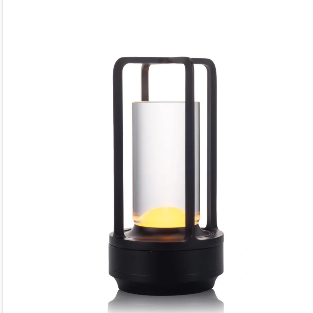 Modern Black Lantern-Cordless Rechargeable Waterproof Portable